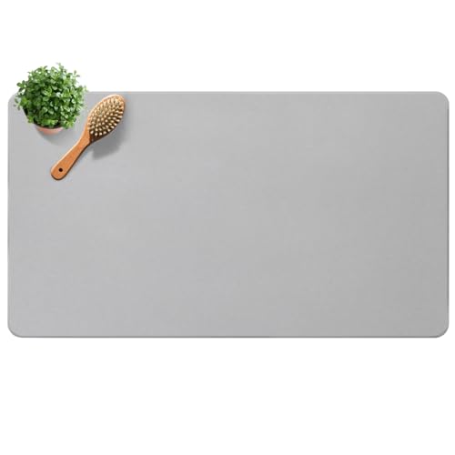 Large Fast Drying Diatomite Stone Bath Mat (Light Grey / 30" x 17" (Rectangular))