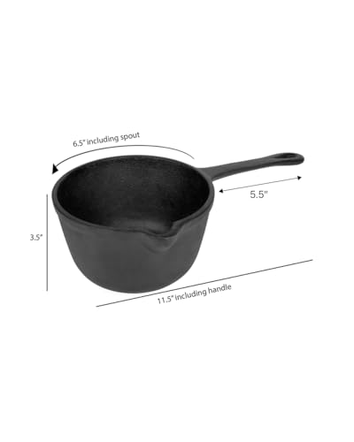 JB0204 Pre Seasoned Heavy Duty Construction Cast Iron Basting Pot for Grilling and Oven (1.2 Quarts)