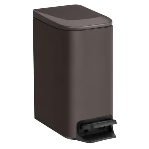Small Bathroom Trash Can with Lid (Brown)