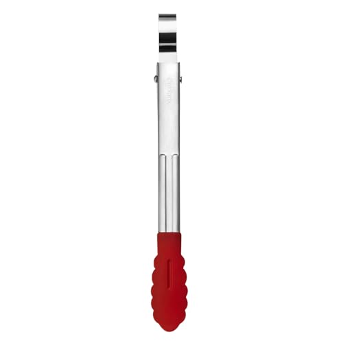 Stainless Steel Silicone Mini Tongs (7" / Red)