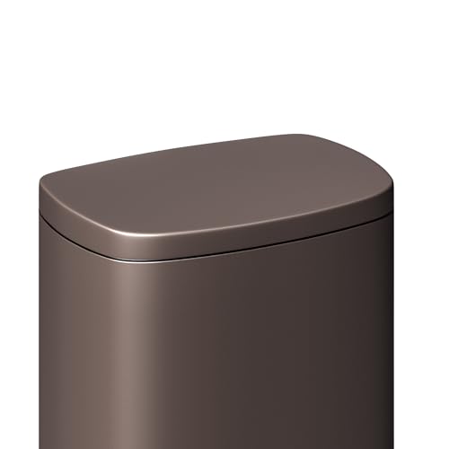 13 gal (50 L) and 2.6 gal (10 L) Metal Trash Can Combo Set, Rustproof Garbage Can with Lid, Step-on Trash Bin with Inner Bucket, Rear Handle, Brown (Brown / 13.2 + 2.6 gal Combo Set)