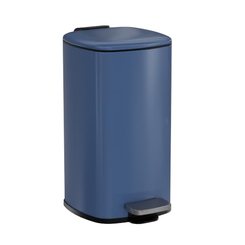 Bathroom Trash Can with Lid (Navy Blue / 2.4 gallons)