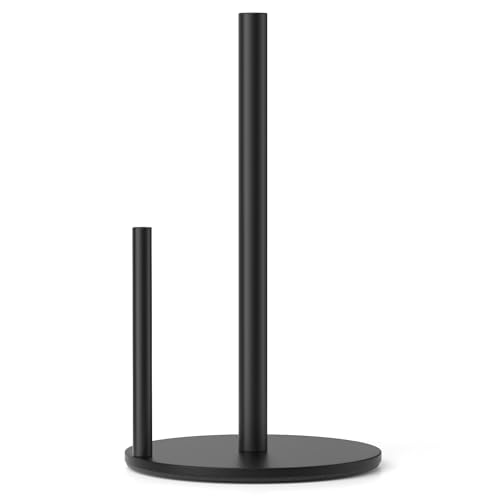 Paper Towel Holder Black Stainless Steel Kitchen Countertop Roll Organizer (Black)