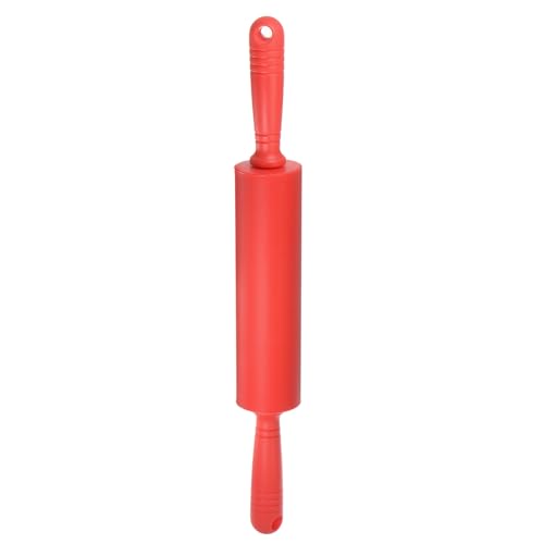 Silicone Rolling Pins for Baking 17 Inch Non Stick Rolling Pin Small Roller Playdough Rolling Pins with Hanging Hole for Dough Pizza Pastry Fondant Kitchen (Red / 42.8cm x 5.4cm)