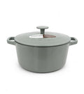 Chef's Classic Enameled Cast Iron Dutch Oven with Lid (Round Casserole / Gray/Sage / 5-Quart)