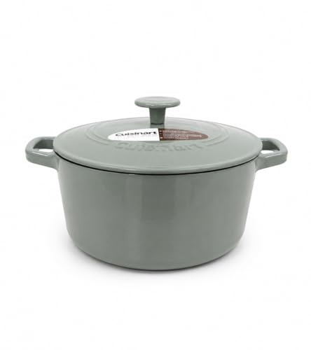 Chef's Classic Enameled Cast Iron Dutch Oven with Lid (Round Casserole / Gray/Sage / 5-Quart)