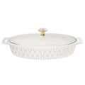 12" x 8" Ceramic Oval Casserole Dish with Glass Lid (White / 14.2 Inch(1.7 qt))