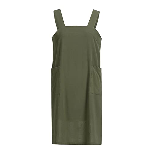 Pinafore Cross Back Apron for Women with Pockets (X-Large / Green)