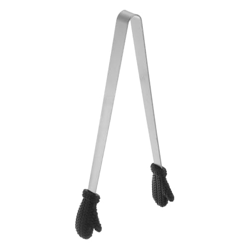 Mini Food Tongs 5.5" Gloves Shape Stainless Steel with Silicon Tips Small Cooking Tongs Kitchen Food Tongs Serving Tongs for Cooking Grilling BBQ Barbecue Kitchen (Black)