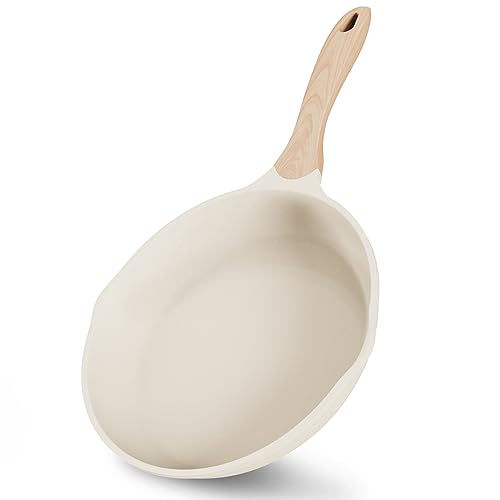8 Inch Nonstick Frying Pan Easy Clean Small Egg Pan Skillet (Beige / 8")