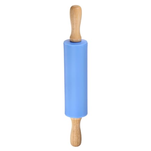 Silicone Rolling Pins for Baking 12 Inch Wooden Handle Non Stick Rolling Pin Small Roller Playdough Rolling Pins for Dough Pizza Pastry Fondant Kitchen (Blue / 31cm x 4.2cm)