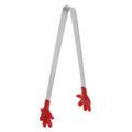 Mini Food Tongs 5.67" Hand Shape Stainless Steel with Silicon Tips Small Cooking Tongs Kitchen Food Tongs Serving Tongs for Cooking Grilling BBQ Barbecue Kitchen (Red)