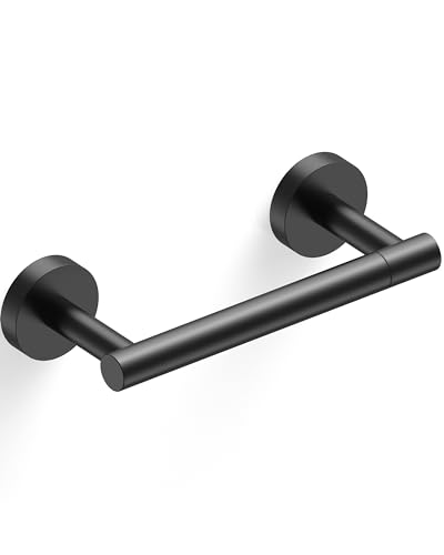 Matte Black Toilet Paper Holder SUS304 Stainless Steel Double Post Pivoting Toilet Paper Roll Holder Wall Mounted Toilet Tissue Holder for Commercial Bathroom RV (Matte Black)
