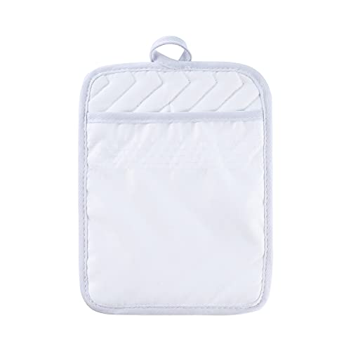 Pot Holders and Oven Mitts 7" X 9" Heat Resistant Pocket Pot Holder Set Feature of Non Slip Kitchen Hot Pad Oven Mitts (White)