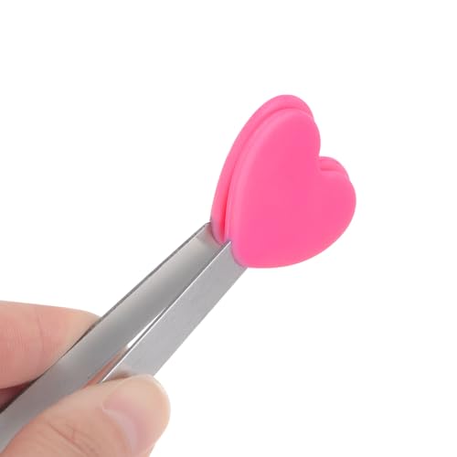 Mini Food Tongs 5.3" Heart Shape Stainless Steel with Silicon Tips Small Cooking Tongs Kitchen Food Tongs Serving Tongs for Cooking Grilling BBQ Barbecue Kitchen (RoseRed)