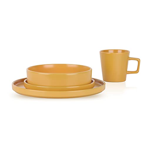 Cleo Stoneware Dinnerware Set (Dinnerware Set / Service For 4 / Yellow)