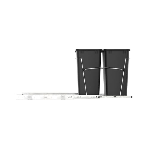 Double Pullout Garbage Trash Cans for Kitchen Cabinets (Black)