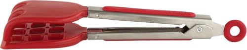 Waffle Tongs Mini Silicone Kitchen Tongs for Cooking Serving Flat Stainless Steel Small Tongs with Silicone Tips for Salads Belgian Waffles Air Fryer Appetizers Dishwasher Safe Cayenne Red (Cayenne)