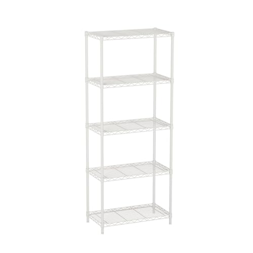 5 Metal Shelves Wire Shelving Storage Shelf Adjustable Unit Pantry (White / 5 Tier 12"Dx22"Wx59"H)