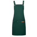 Chef Apron Bib Apron with 2 Large Pockets Adjustable Neck Strap Kitchen Apron Cooking Apron Stripes Baking Apron (Green)