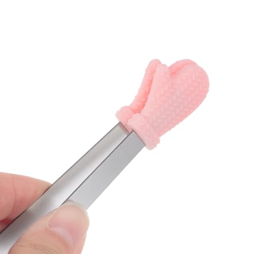 Mini Food Tongs 5.5" Gloves Shape Stainless Steel with Silicon Tips Small Cooking Tongs Kitchen Food Tongs Serving Tongs for Cooking Grilling BBQ Barbecue Kitchen (Pink)