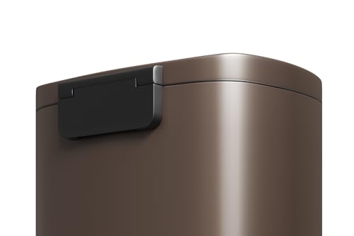 13 gal (50 L) and 2.6 gal (10 L) Metal Trash Can Combo Set, Rustproof Garbage Can with Lid, Step-on Trash Bin with Inner Bucket, Rear Handle, Brown (Brown / 13.2 + 2.6 gal Combo Set)