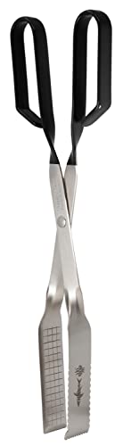 Grill Tongs for Kitchen & Outdoor Cooking (13 Inch / Black)