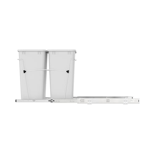 Double Pullout Garbage Trash Cans for Kitchen Cabinets (White)