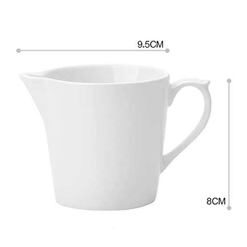 Pure White Ceramic Creamer With Handle (8 Ounces)