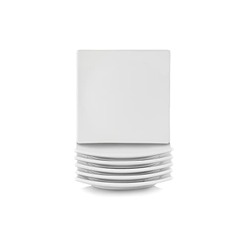 Simply White Ceramic 6 Inch Square Coupe Appetizer Plates