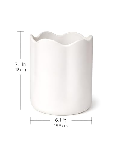 Ceramic Utensil Holder for Kitchen Counter (White / 7.1")