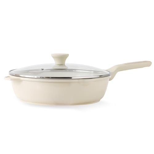 Nonstick Saute Pan with Lid 12 (Antique White / 12-inch/5QT)