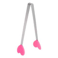 Mini Food Tongs 5.3" Heart Shape Stainless Steel with Silicon Tips Small Cooking Tongs Kitchen Food Tongs Serving Tongs for Cooking Grilling BBQ Barbecue Kitchen (RoseRed)