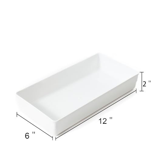 Strong Plastic Drawer Organizer Tray 6x12'' (3 Pack 12"x6" White Plastic)