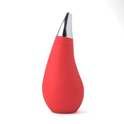 Kitchen Bathroom Counter top Squeezable Soap Dispensers Tear Drop Shape Bottle (Red / ~7oz)