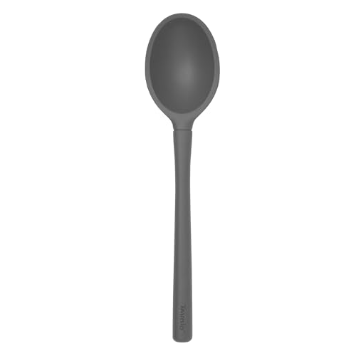 Flex Core Silicone Deep Spoon for Cooking Mixing Baking Serving (Charcoal / Solid Deep Spoon)
