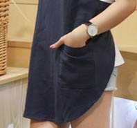 Shortened Design Apron (1# Style-rounded Edge / Navy Blue)