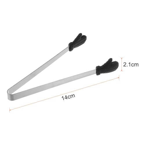 Mini Food Tongs 5.5" Gloves Shape Stainless Steel with Silicon Tips Small Cooking Tongs Kitchen Food Tongs Serving Tongs for Cooking Grilling BBQ Barbecue Kitchen (Black)