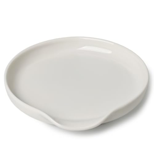 Ceramic Spoon Rest for Stove Top 5 Inches Large Spoon Holder for kitchen Counter (True White)