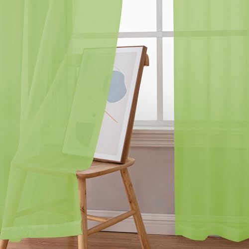 Extra Long Sheer Curtains 120 Inches Long 2 Panels Set (Lime / 42"W x 120"L (Pack of 2))