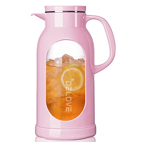 68 oz 2 Liter Glass Pitcher with Shatterproof Shell (Pink)