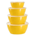 4 Piece Classic Plastic Prep Bowls with Lids (Yellow)