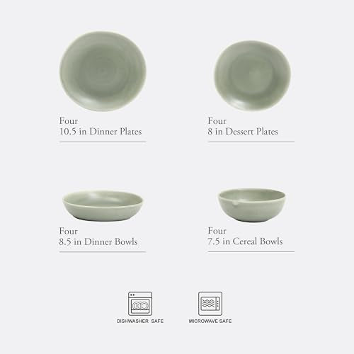 Zion Mist 16 Piece Stoneware Reactive Glaze (Green (Zion Mist) / Service for 4 (16pcs))