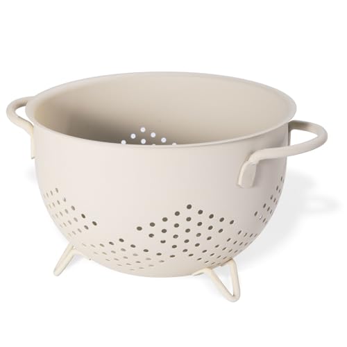 Metal Colander 5 Quart Powder Coated Self (Sand Yellow)
