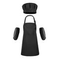 Kids Apron Set Chef Hat Sleeve Outfit Costume Toddler Girl Boy Aprons Cooking Baking Painting 5 (Apron Hat Sleeve Set / Black)
