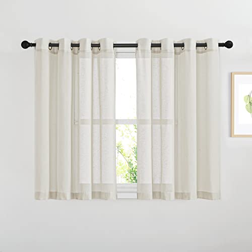 48 inch Curtains 2 Panels Set for Kitchen (52"W x 48"L (Pack of 2) / Natural)