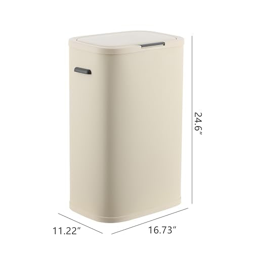 Tammi 14.5 Gal Slim Push Button Trash Can (Limestone Beige)