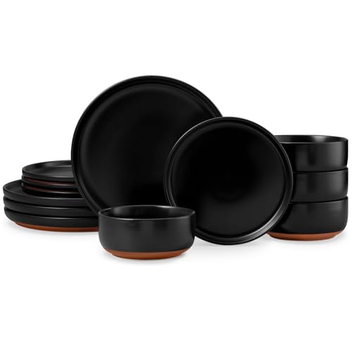 Plates and Bowls Sets (Matte Black / Service for 4)