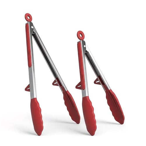 Kitchen Cooking Tongs Set (Red)