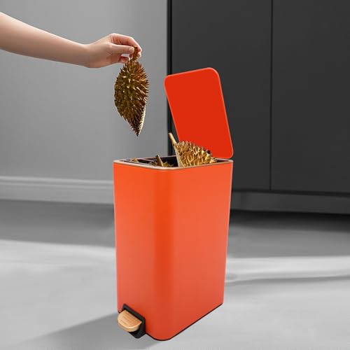 3.17Gal Step Trash Can with Lid (Orange)